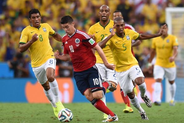 FIFA World Cup, World Cup 2014, Colombia, Brazil, James Rodriguez, Paulinho, Maicon, Fernandinho, Hulk
